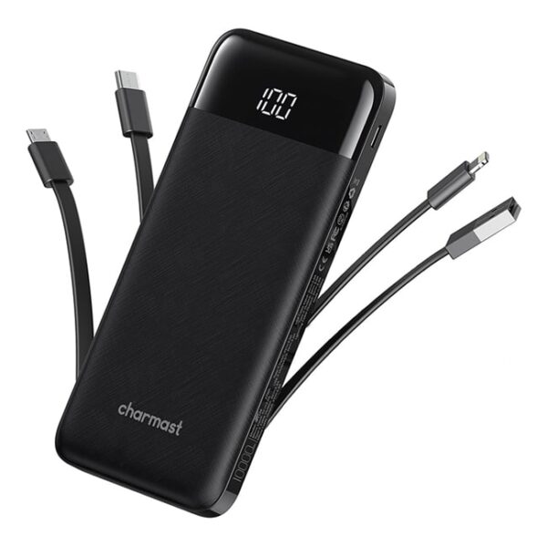 Stay Powered On-The-Go: Portable Charger with Built-in Cables