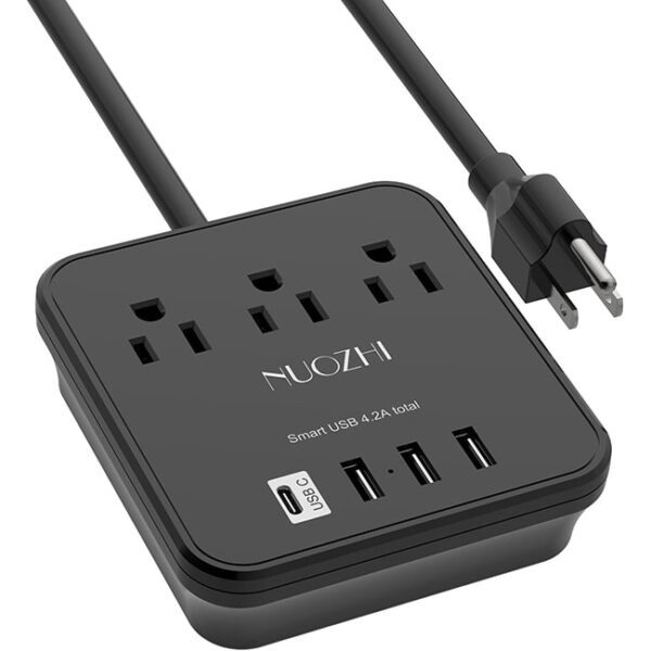 Ultimate 6 Ft Power Strip for Travelers with 3 Outlets and 4 USB Ports