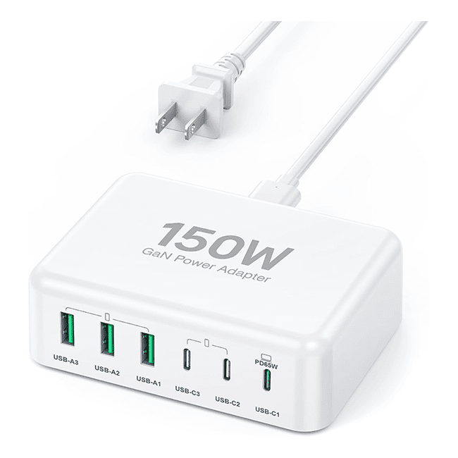 Ultimate USB C Fast Charger: 150W GaN 6-Port Charging Station